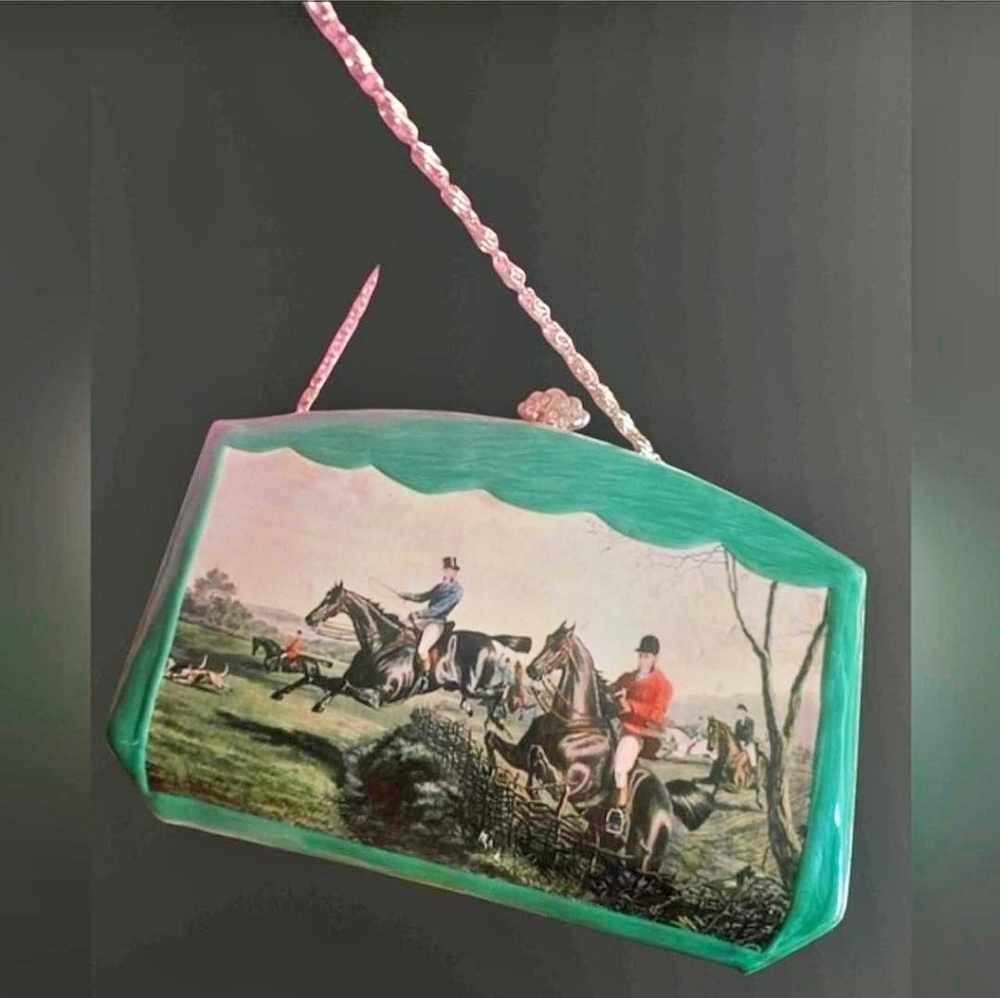 Green Equestrian Scene Crossbody Bag - Picture 3 of 9